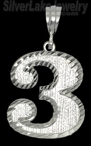 Sterling Silver Number 3 Charm Pendant