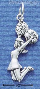 Sterling Silver Antiqued Jumping Cheerleader Charm
