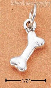 Sterling Silver High Polish Three Dimensional Dog Bone Charm