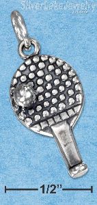 Sterling Silver Antiqued Ball And Paddle Ping-Pong Charm