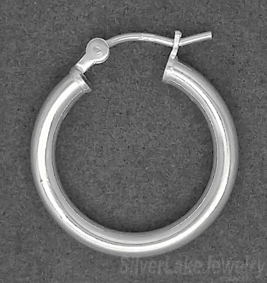 Sterling Silver 18mm French Lock Hoop Earrings 2.5mm tubing
