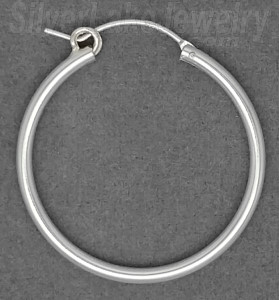 Sterling Silver 30mm French Lock Hoop Earrings 2mm tubing