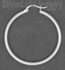 Sterling Silver 40mm French Lock Hoop Earrings 2.6mm tubing