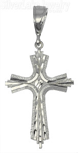 Sterling Silver Dimaond-Cut Cross Charm Pendant