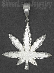 Sterling Silver Diamond-cut Marijuana Pot Cannabis Leaf Charm Pendant
