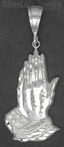 Sterling Silver Diamond-Cut Big Praying Hands Charm Pendant