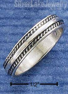 Sterling Silver 4mm Band Ring With Roped Edges Size 7