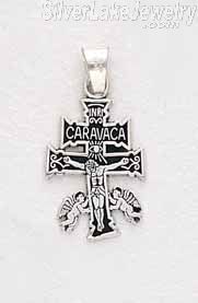 Sterling Silver Cross INRI CARAVACA Charm Pendant