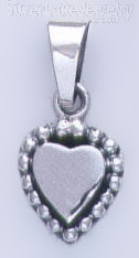 Sterling Silver Engravable Heart w/Beads Charm Pendant
