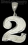 Sterling Silver Number 2 Charm Pendant