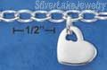 Sterling Silver Italian 7" Oval Cable 150 Heart Charm Bracelet With Toggle Clasp