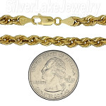 14K Gold 18" Hollow Rope Chain Necklace 4.9mm