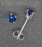 Sterling Silver 3mm Round Brilliant Cut Blue Sapphire CZ Stud Earrings 0.25ct