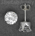 Sterling Silver 6mm Round Brilliant Cut White/Clear CZ Stud Earrings 2ct