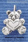 Sterling Silver Teddy Bear Pendant Holding A Heart