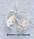 Sterling Silver Diamond Cut Open Heart With Rose Pendant