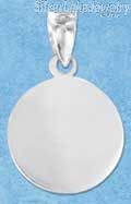 Sterling Silver High Polish 17mm Round Engravable Disk Pendant