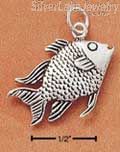 Sterling Silver Antiqued Detailed Fish Charm