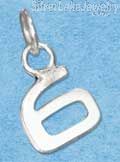 Sterling Silver Fine Lined "6" Number Charm