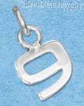 Sterling Silver Fine Lined "9" Number Charm
