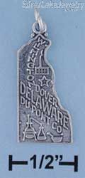 Sterling Silver Antiqued Delaware State Charm