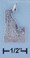 Sterling Silver Antiqued Idaho State Charm