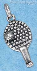 Sterling Silver Antiqued Ball And Paddle Ping-Pong Charm