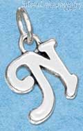 Sterling Silver Scrolled Letter "N" Charm