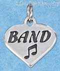 Sterling Silver High Polish Heart With "Band" Charm And Music Note