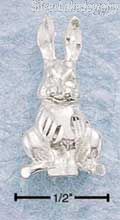 Sterling Silver Diamond Cut Long Ear Rabbit Prndant