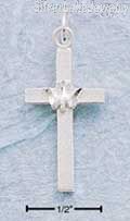 Sterling Silver Flat Cross Charm With Diamond Cut Peace Dove In Center