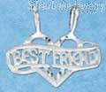 Sterling Silver Diamond Cut Two Piece Break Apart Heart "Best Friend" Pendant