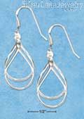 Sterling Silver Frosted Diamond Cut Double Open Teardrop Earrings On French Wire