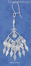 Sterling Silver Fancy Scrolled Wire Bali Dangles W/ Fringe Kidney Wire Earrings