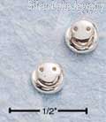 Sterling Silver Mini Solid Smiley Face Earrings On Posts