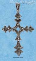 Sterling Silver Pointed Marcasite Beaded Cross Pendant