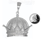 Sterling Silver Diamond-Cut Big Crown Charm Pendant
