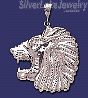 Sterling Silver Diamond-Cut Very Big Lion Head Charm Pendant