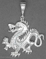 Sterling Silver Diamond-Cut Big Dragon Charm Pendant