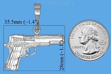 Sterling Silver Diamond-cut Colt 45 Pistol Handgun Charm Pendant