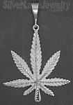 Sterling Silver Diamond-Cut Big Marijuana Pot Leaf Charm Pendant