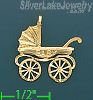 14K Gold Baby Carriage Stroller Diamond-cut Charm Pendant