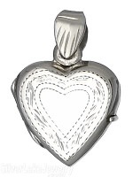 Sterling Silver High Polished Heart Locket With Etched Border
