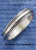 Sterling Silver 4mm Band Ring With Roped Edges Size 7