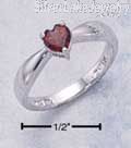 Sterling Silver Rhodium Plated Ring W/ Heart Shaped Genuine Garnet Size 5
