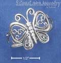 Sterling Silver Antiqued Filigree Butterfly Ring Size 6
