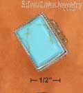 Sterling Silver 13X18mm Rectangular Turquoise Ring With Floral Filigree Sides Sz