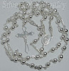Sterling Silver 25" Crucifix & Virgin Mary 5mm Beads