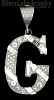 Sterling Silver Dia-cut Stripes Initial Letter G Charm Pendant