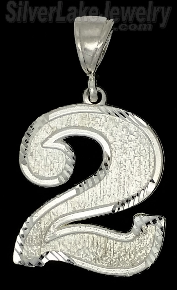 Sterling Silver Number 2 Charm Pendant - Click Image to Close